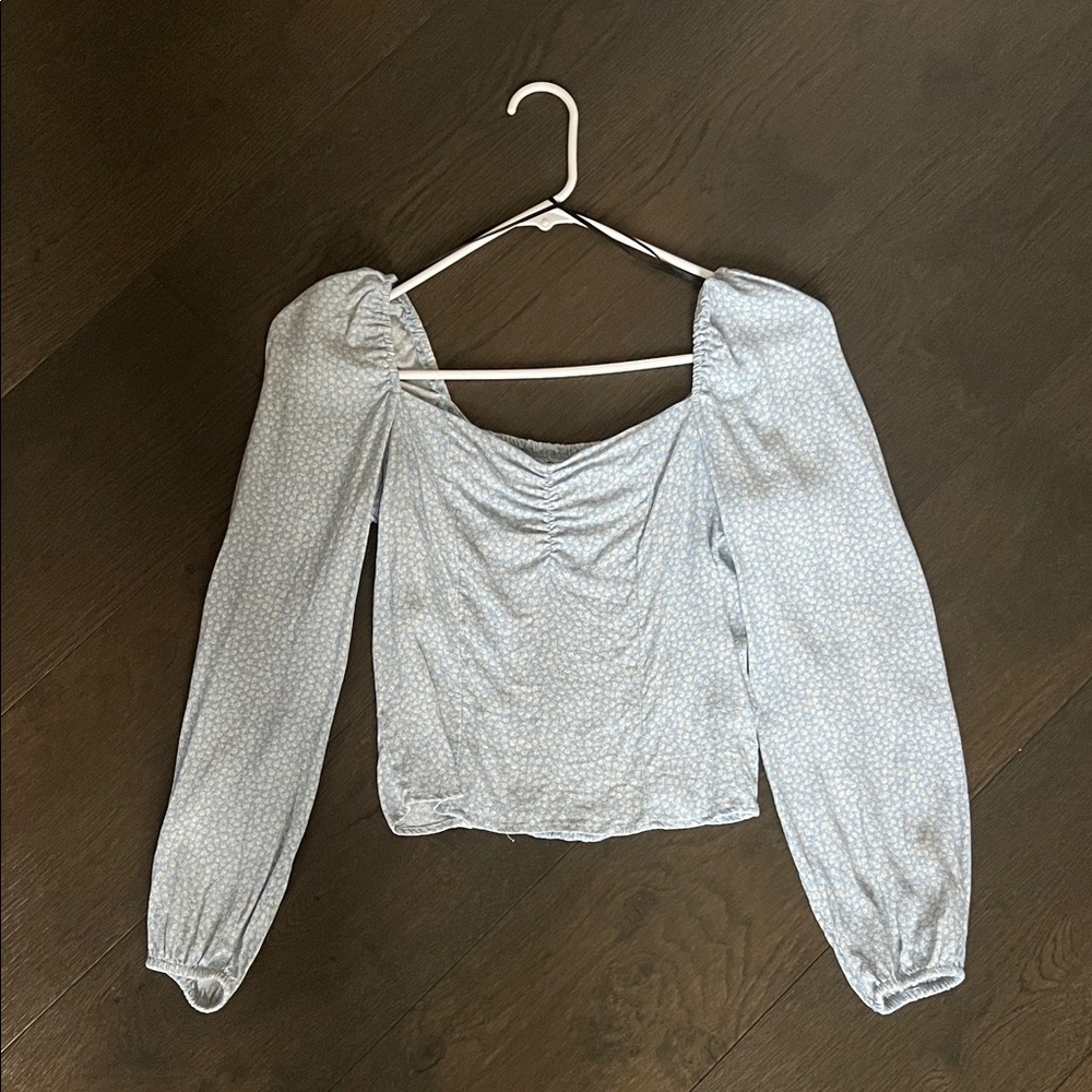 H&M Light Blue Long Sleeve Blouse